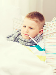 Image showing ill boy with flu at home