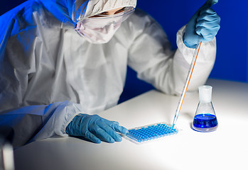 Image showing close up of scientist making test in lab