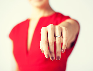 Image showing woman showing wedding ring on her hand