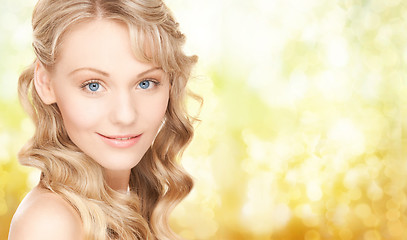 Image showing face of beautiful young happy woman with long hair