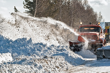Image showing Snowplow removes snow