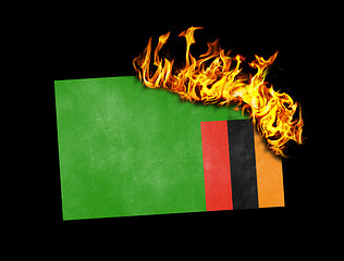 Image showing Flag burning - Zambia