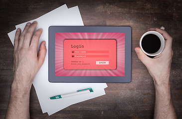 Image showing Login interface on tablet - username and password