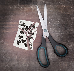 Image showing Concept of addiction, card with scissors