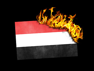 Image showing Flag burning - Yemen