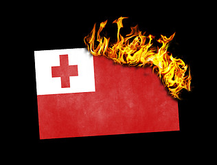 Image showing Flag burning - Tonga