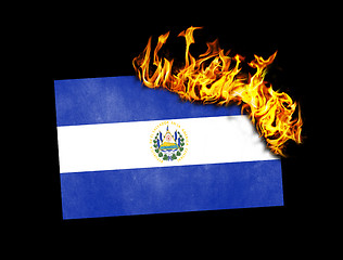 Image showing Flag burning - El Salvador