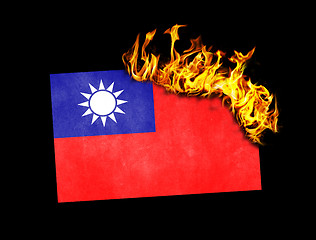 Image showing Flag burning - Taiwan