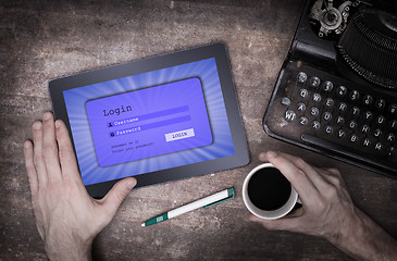 Image showing Login interface on tablet - username and password