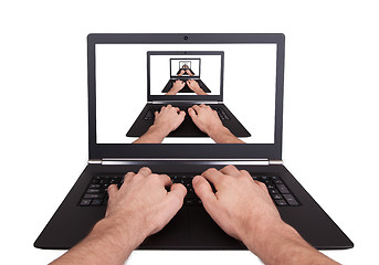 Image showing Man working on laptop, visual magic