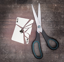 Image showing Concept of addiction, card with scissors