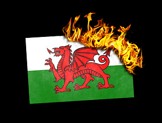 Image showing Flag burning - Wales