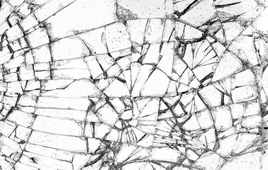 Image showing Full screen broken glass, white background 