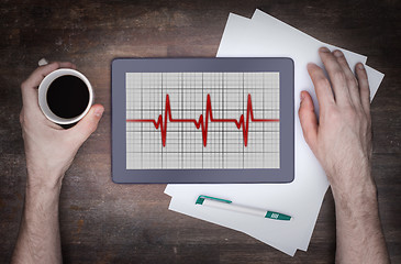 Image showing Electrocardiogram on a tablet - Concept of healthcare