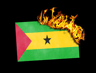 Image showing Flag burning - Sao Tome and Principe