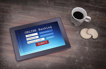 Image showing Online banking on a tablet