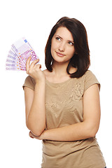 Image showing Woman with euro cash