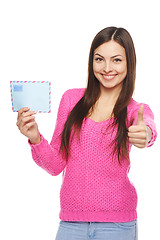 Image showing Happy woman with envelope