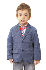 Image showing little boy with jacket on white