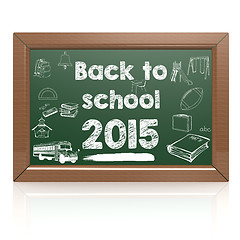 Image showing Back to school 2015 green blackboard