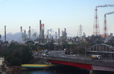 Image showing Industrial zone in Osaka city 