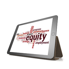 Image showing Equity word cloud on tablet