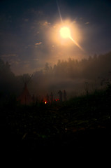 Image showing Night at campfire