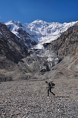 Image showing Engilchek glacier hiking