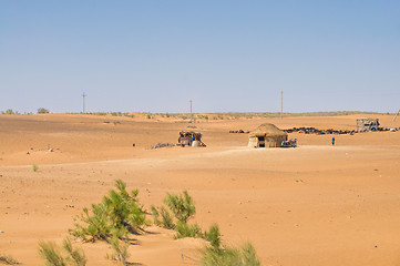 Image showing Yurt in desert