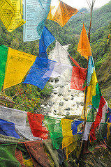Image showing Buddhist prayer flags in India