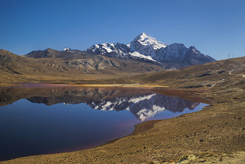 Image showing Lake with reflection of Huayna Potosi