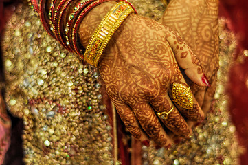 Image showing Henna on brides hands