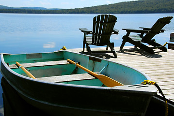 Image showing Chairs boat dock