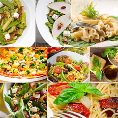 Image showing healthy and tasty Italian food collage