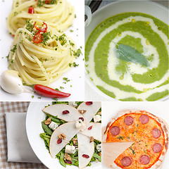 Image showing healthy and tasty Italian food collage