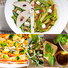 Image showing healthy and tasty Italian food collage