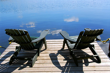 Image showing Chairs on dock