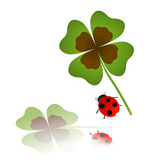 Image showing ladybird and shamrock leaf 