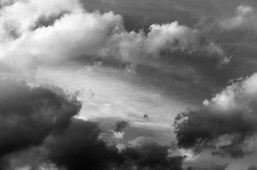 Image showing Black and white sky with clouds