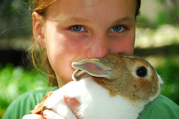 Image showing Gril with bunny