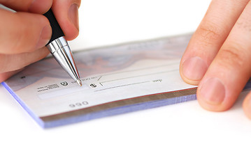 Image showing Writing a check