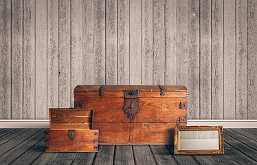 Image showing Attic with chest and mirror