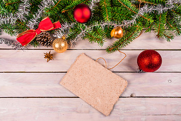 Image showing Christmas card decoration on wood