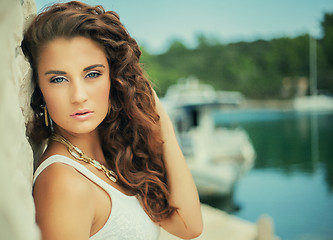 Image showing luxury portrait beautiful girl, curly hair