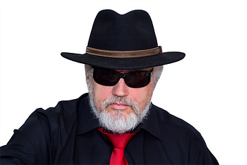 Image showing Cool senior with hat and necktie