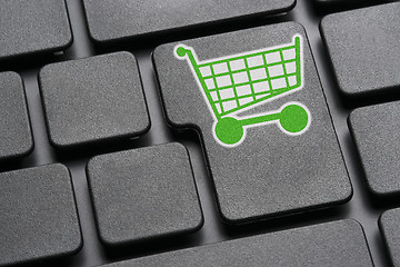 Image showing Keyboard green shopping cart