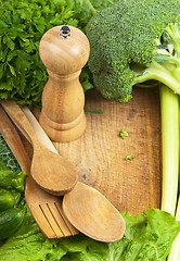 Image showing kitchen utensils on  table