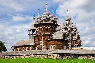 Image showing Wooden church at Kizhi under reconstruction