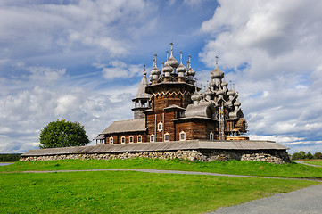 Image showing Wooden church at Kizhi under reconstruction