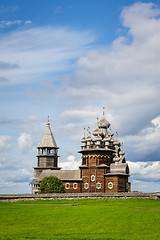 Image showing Wooden church at Kizhi under reconstruction